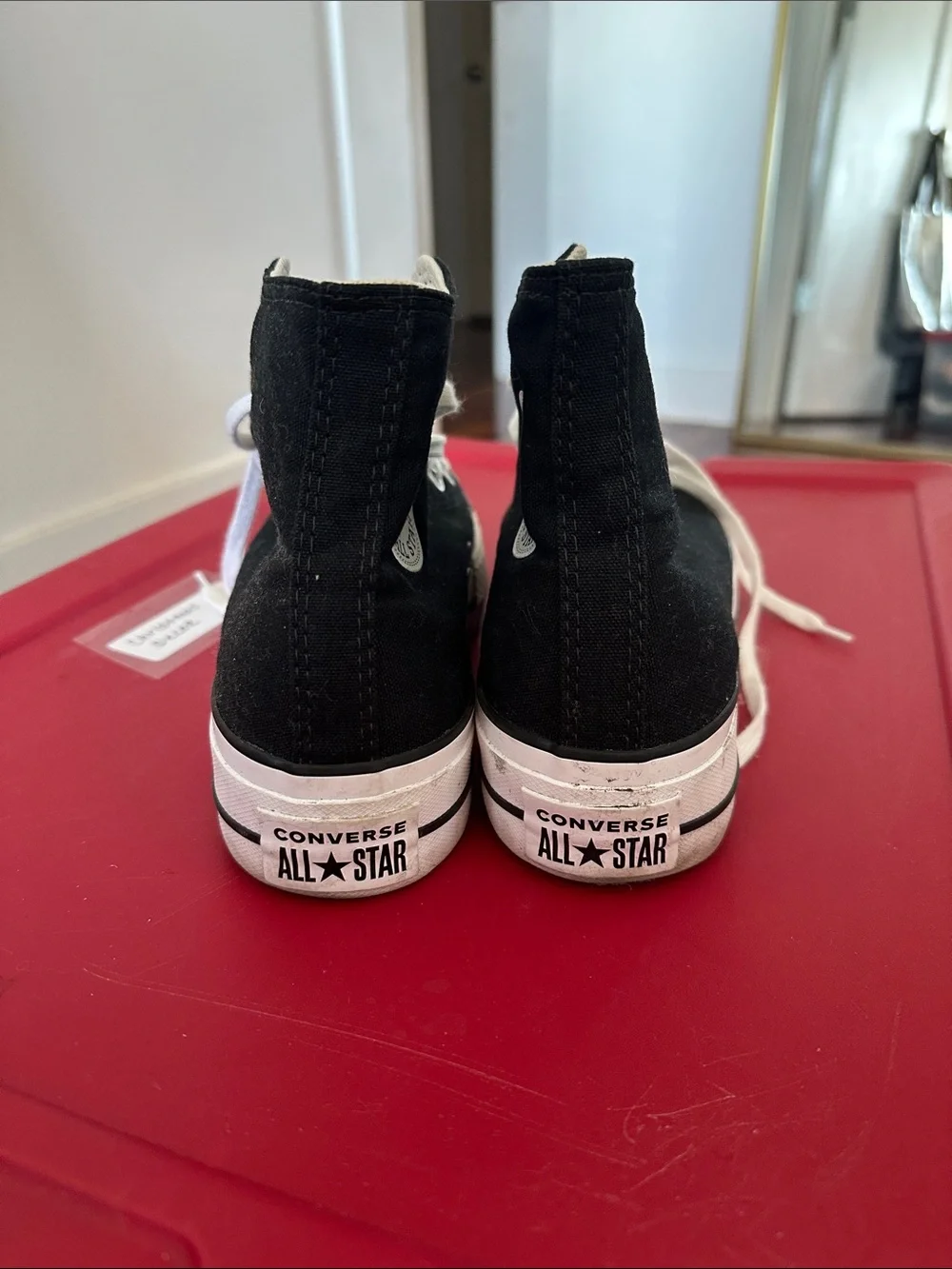 Converse Black and White High Top Sneakers - Picture 3 of 5